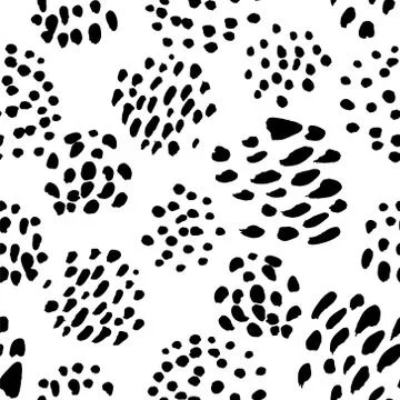 Vector seamless pattern. Black and white painted watercolor points Stock Illustration