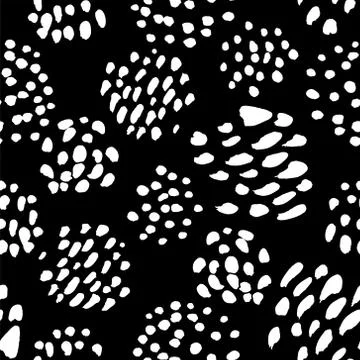 Vector seamless pattern. Black and white painted watercolor points Stock Illustration