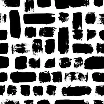 Vector seamless pattern. Black and white painted watercolor strips. Stock Illustration