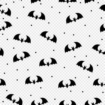 Vector seamless pattern with black bats. Bats silhouette seamless pattern. .. Stock Illustration