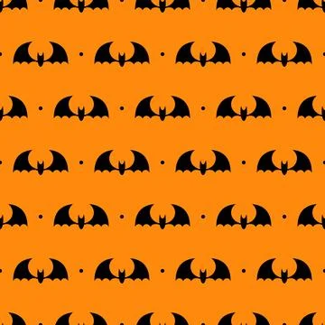 Vector seamless pattern with black bats. Bats silhouette seamless pattern. .. Stock Illustration