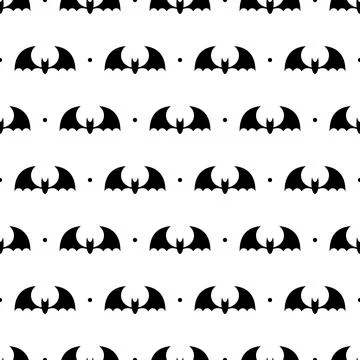 Vector seamless pattern with black bats. Bats silhouette seamless pattern. .. Illustrazione stock