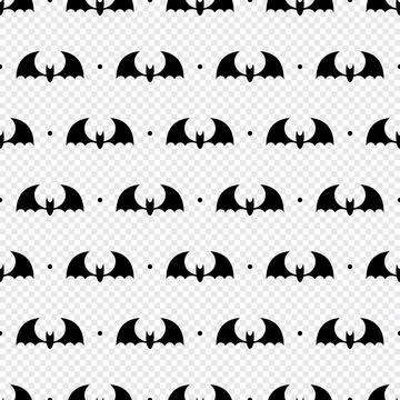 Vector seamless pattern with black bats. Bats silhouette seamless pattern. .. Illustrazione stock