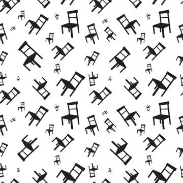 Vector seamless pattern with black chairs on a white background Stock-Illustration