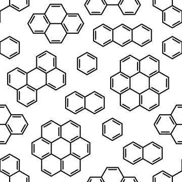 Vector seamless pattern with black chemical signs Stockillustratie
