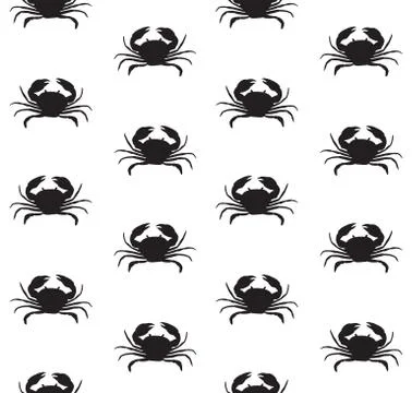 Vector seamless pattern of black crab silhouette Stock Illustration