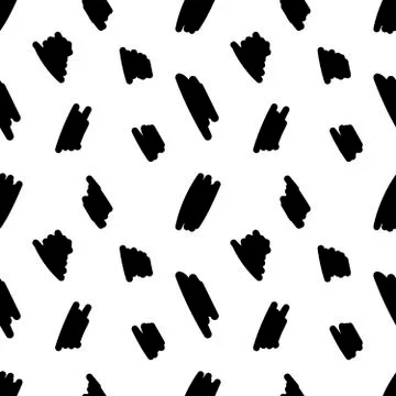 Vector seamless pattern of black hand-drawn brush stroke isolated on a white Illustrazione stock