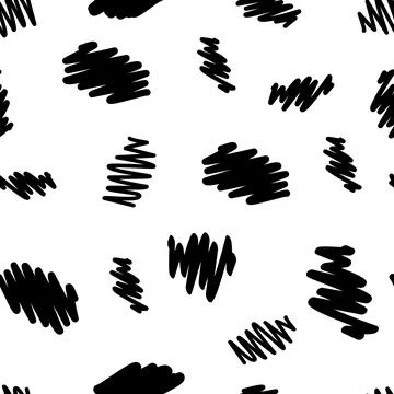 Vector seamless pattern of black hand drawn brush stroke isolated on a white Stock Illustration