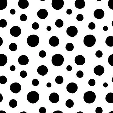 Vector seamless pattern of black hand-drawn circles polka dot isolated on a w 스톡 일러스트