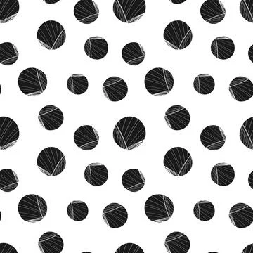 Vector seamless pattern of black hand-drawn circles polka dot isolated on a w イラスト素材