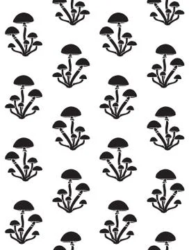 Vector seamless pattern of black honey mushroom Stock Illustration