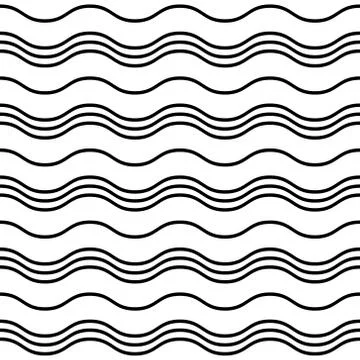 Vector Seamless Pattern. Black horizontal wavy lines on a white background 스톡 일러스트