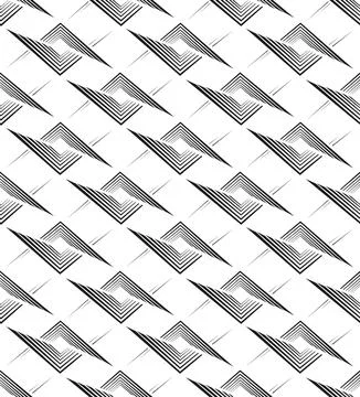 Vector seamless pattern of black lines in the form of squares and rhombuses Stock Illustration