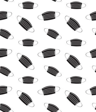Vector seamless pattern of black medical face mask Stock Illustration