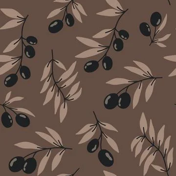 Vector seamless pattern with black olives Stock Illustration