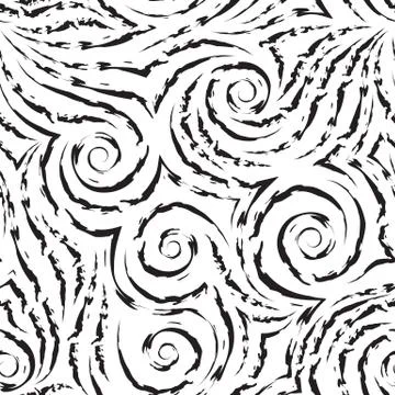 Vector seamless pattern of black spirals of lines and corners on a white Stock Illustration