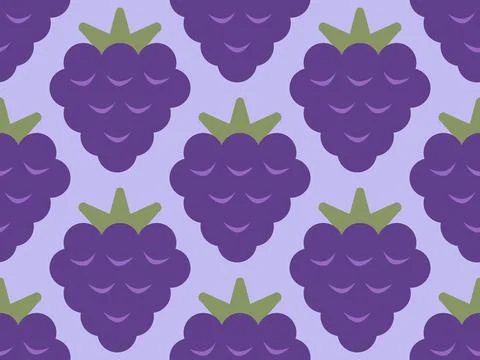 Vector seamless pattern of blackberry in retro geometric style. Retro patte.. Stock Illustration