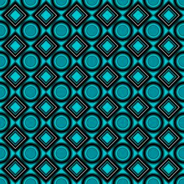 Vector seamless pattern. blade, black, green, rhombus, square, circle, textil Stock Illustration