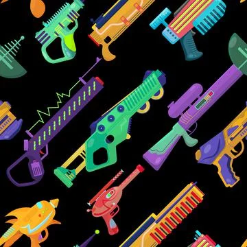 Vector seamless pattern with blasters. beautiful conceptual illustration of c Stock Illustration