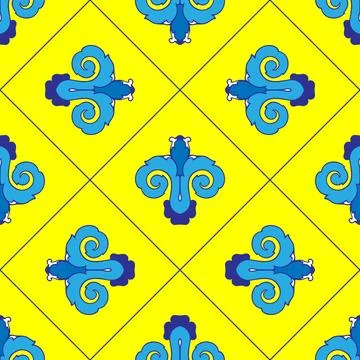 Vector seamless pattern of blue abstract geometric shapes for tile isolated o Stock Illustration