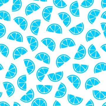 Vector Seamless pattern with blue citrus slice. Fruit Summer doddle illustration Stock Illustration