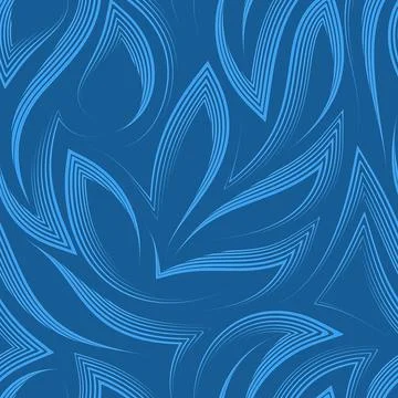 Vector seamless pattern in blue colors from corners and flowing stripes with Stock Illustration