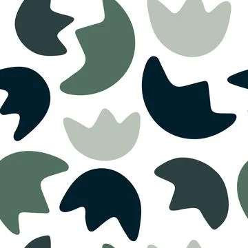 Vector seamless pattern with blue, green, light and dark abstract flower on w イラスト素材