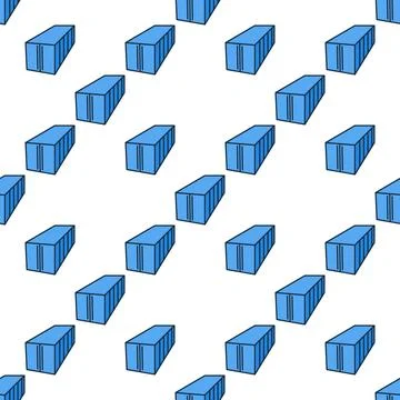 Vector seamless pattern of a Blue Shipping Container 스톡 일러스트