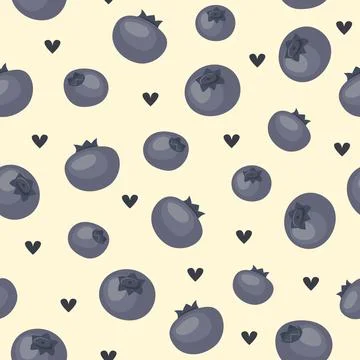 Vector seamless pattern with blueberries. Flat style Stock Illustration