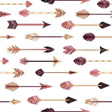 Vector seamless pattern with boho arrows in the flat style. Stock Illustration