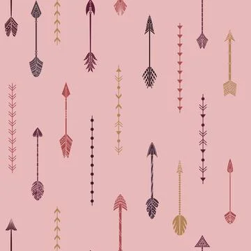 Vector seamless pattern with boho arrows and geometrical elements. Illustrazione stock