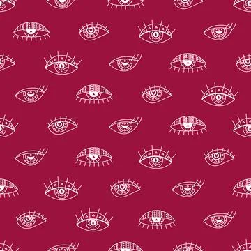 Vector seamless pattern with boho eyes. Bohemian background. 스톡 일러스트
