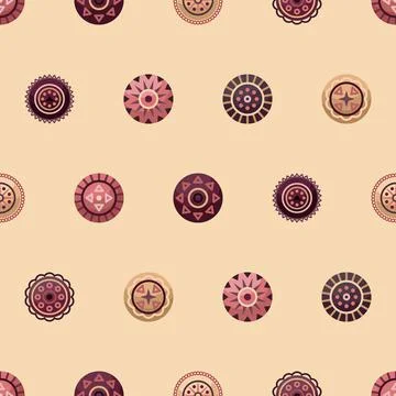 Vector seamless pattern with boho geometrical round elements. Flat style Stock Illustration
