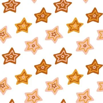 Vector seamless pattern with boho style stars on white. Stock Illustration