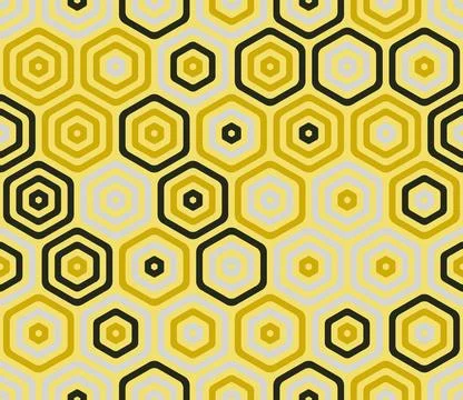 Vector seamless pattern. Bold rounded stacked hexagon cells. Large hexagon .. Stock Illustration