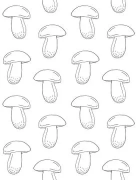 Vector seamless pattern of bolote cep mushroom Stock Illustration