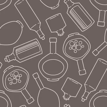Vector seamless pattern with bottles and kettles Stock Illustration