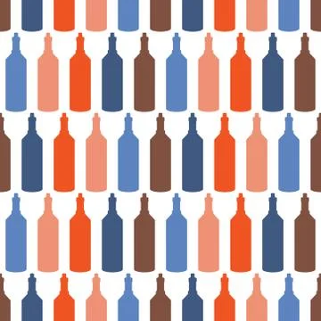 Vector seamless pattern with bottles Stock Illustration