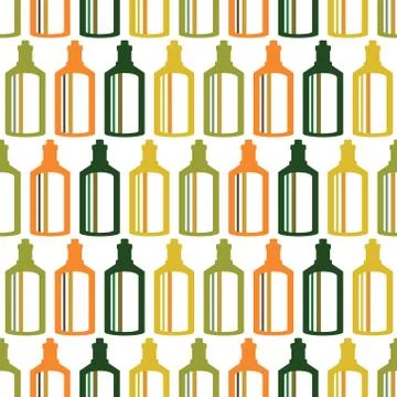 Vector seamless pattern with bottles Stock Illustration