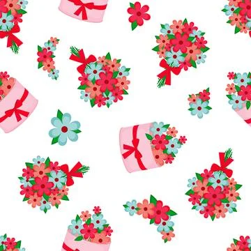 Vector seamless pattern. Bouquets of flowers 스톡 일러스트