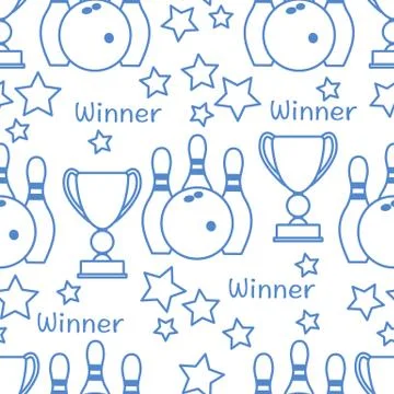 Vector Seamless pattern Bowling Sport Game Winner 스톡 일러스트