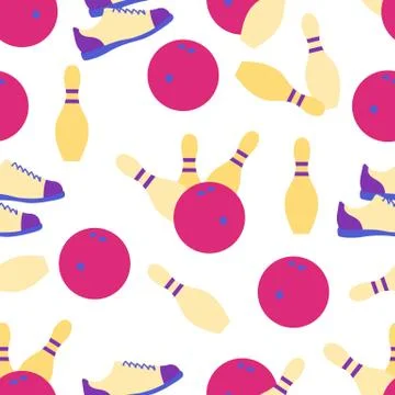Vector Seamless pattern Bowling Sport Game Strike 스톡 일러스트