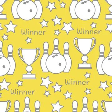 Vector Seamless pattern Bowling Sport Game Winner 스톡 일러스트