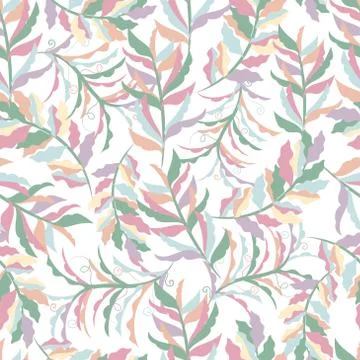 Vector seamless pattern with branches and leaves. Stock Illustration
