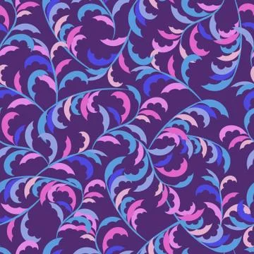 Vector seamless pattern with branches and leaves. Stock Illustration