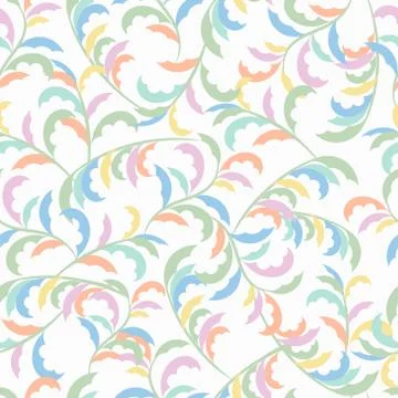 Vector seamless pattern with branches and leaves. Stock Illustration