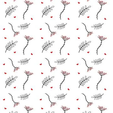 Vector seamless pattern with branches and plants. Stock Illustration