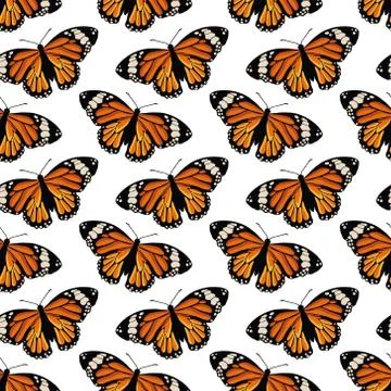 Vector seamless pattern with bright butterflies. Hand drawn texture design Stock Illustration