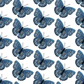 Vector seamless pattern with bright butterflies. Hand drawn texture design Illustrazione stock