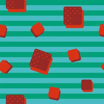 Vector seamless pattern. Bright fiery red and hot chili cubes with polka dots Illustrazione stock